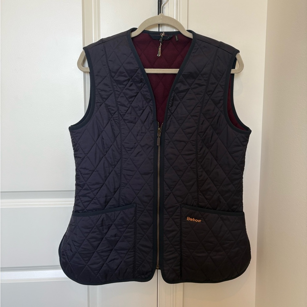 Barbour Quilted Navy Betty Fleece Lines Vest